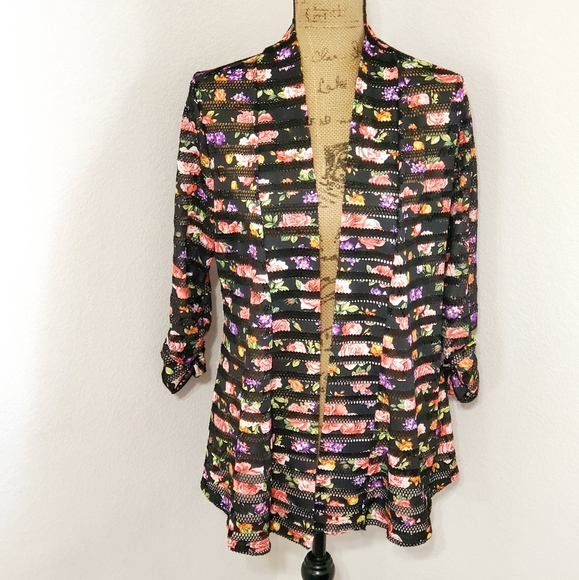 Chances R. Tops - Chances R.•black,floral mesh jacket🤔cover•Med.